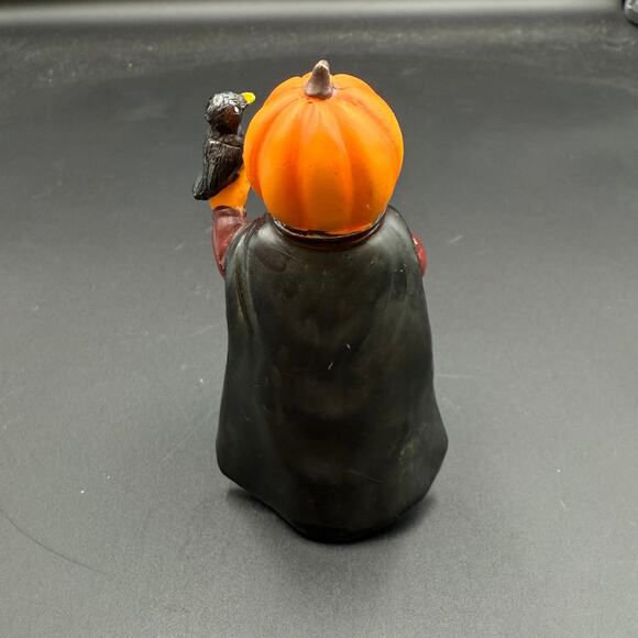 Vintage Halloween Figurine Jack O Lantern with Crow Mini Statue - Picture 3 of 11